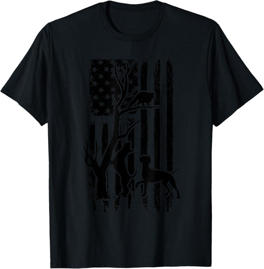 Dog Lover Apparel Co. Patriotic Coonhunter USA Flag Hunting Dog Coon Hound , Small, Grey T-Shirt - T-Shirt | Black