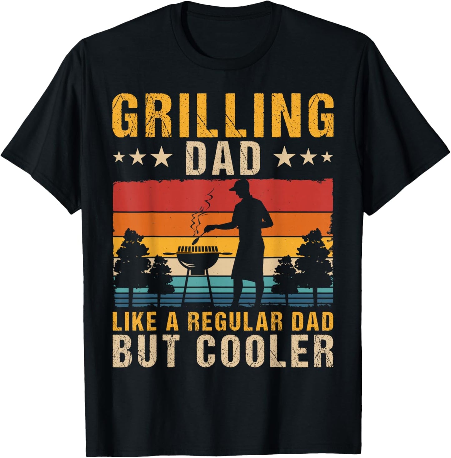 Funny BBQ Grilling Dad Barbecue Lover Retro Fathers Day T-Shirt - T-Shirt | Black