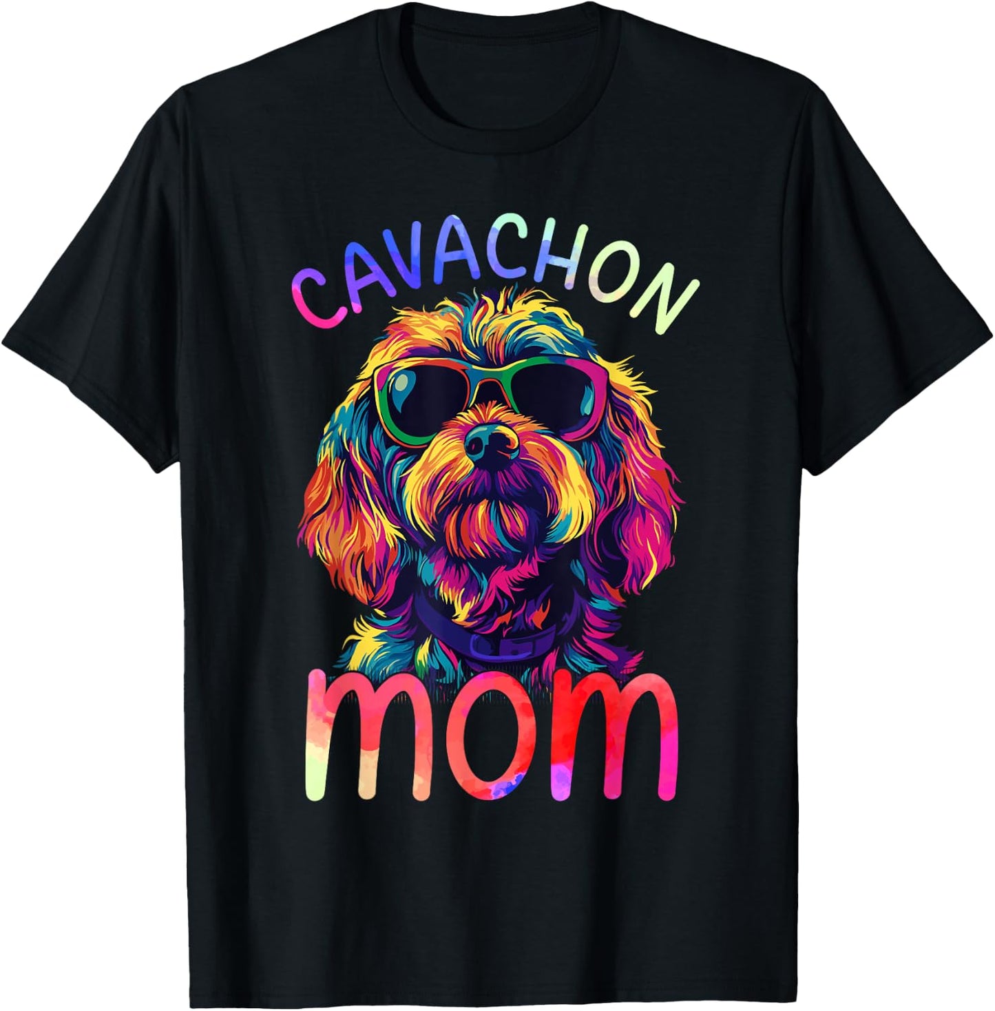 Cavachon Mom Colorful Pop Art Cavachon T-Shirt - T-Shirt | Black