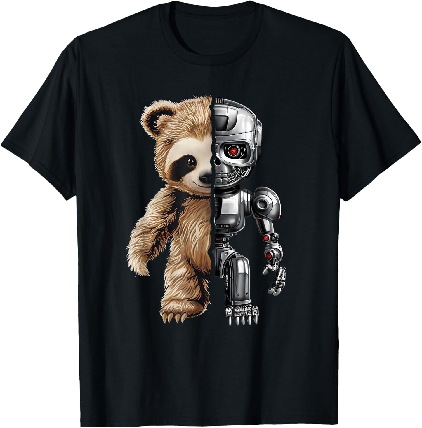Funny Robotics Animal Lover Sloth Robots Graphic Engineer T-Shirt - T-Shirt | Black