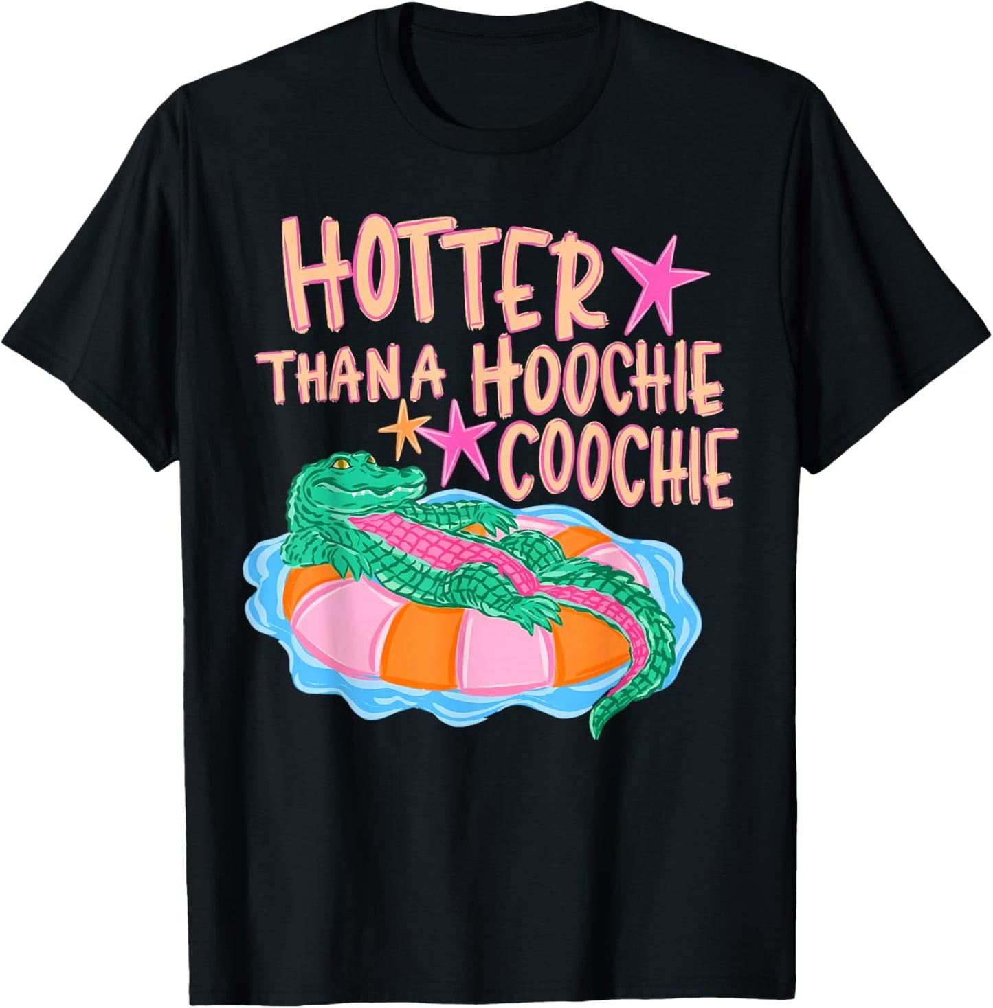 Hotter Than A Hoochie Coochie Alligator Summer Vacation T-Shirt - T-Shirt | Black
