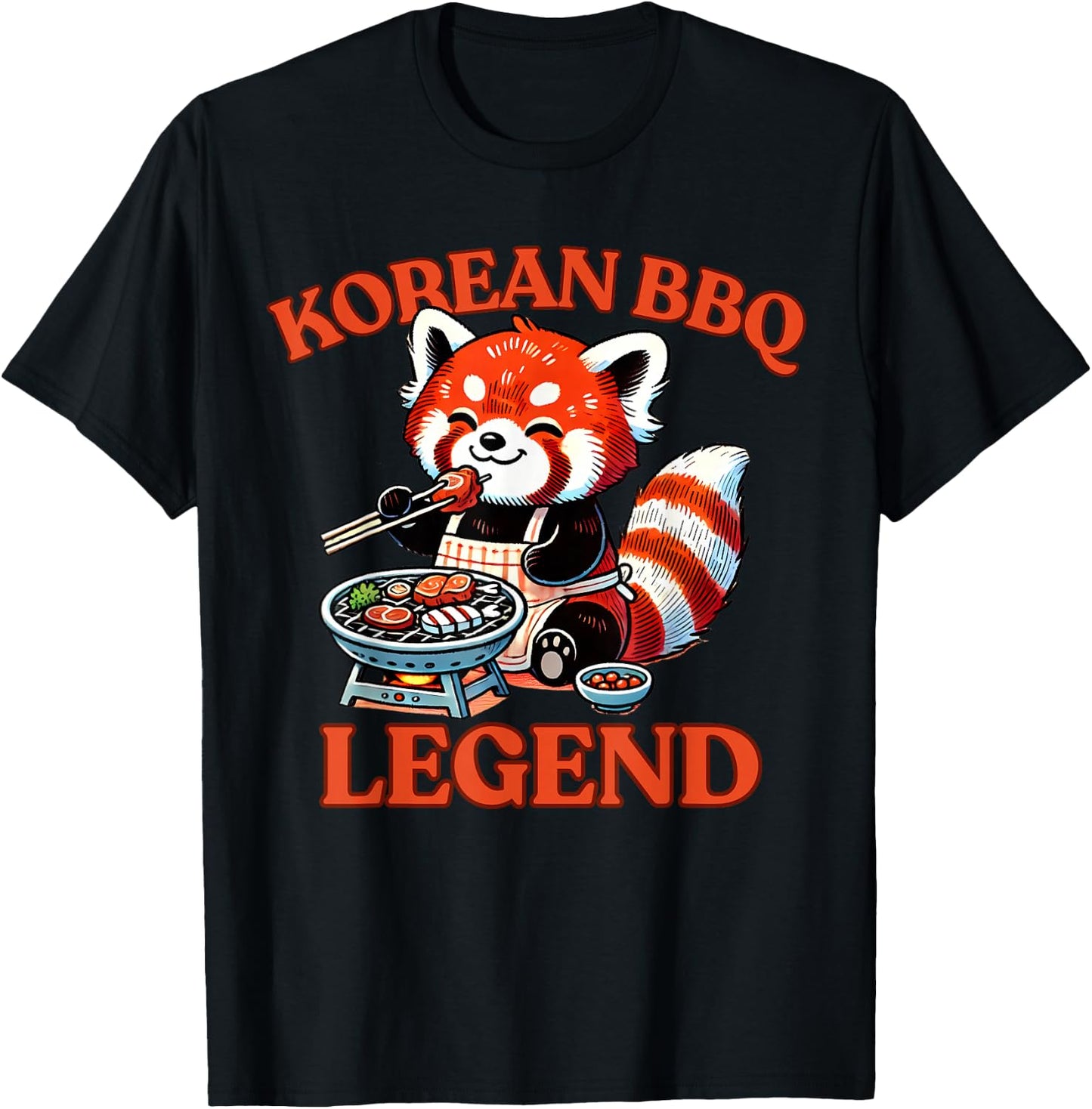 Korean BBQ Legend Red Panda T-Shirt - T-Shirt | Black