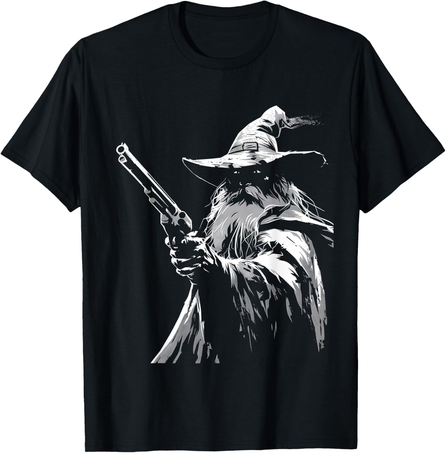 Wizard with a Gun / Pistol #3: Post-Apocalyptic SiFi Fantasy T-Shirt - T-Shirt | Black