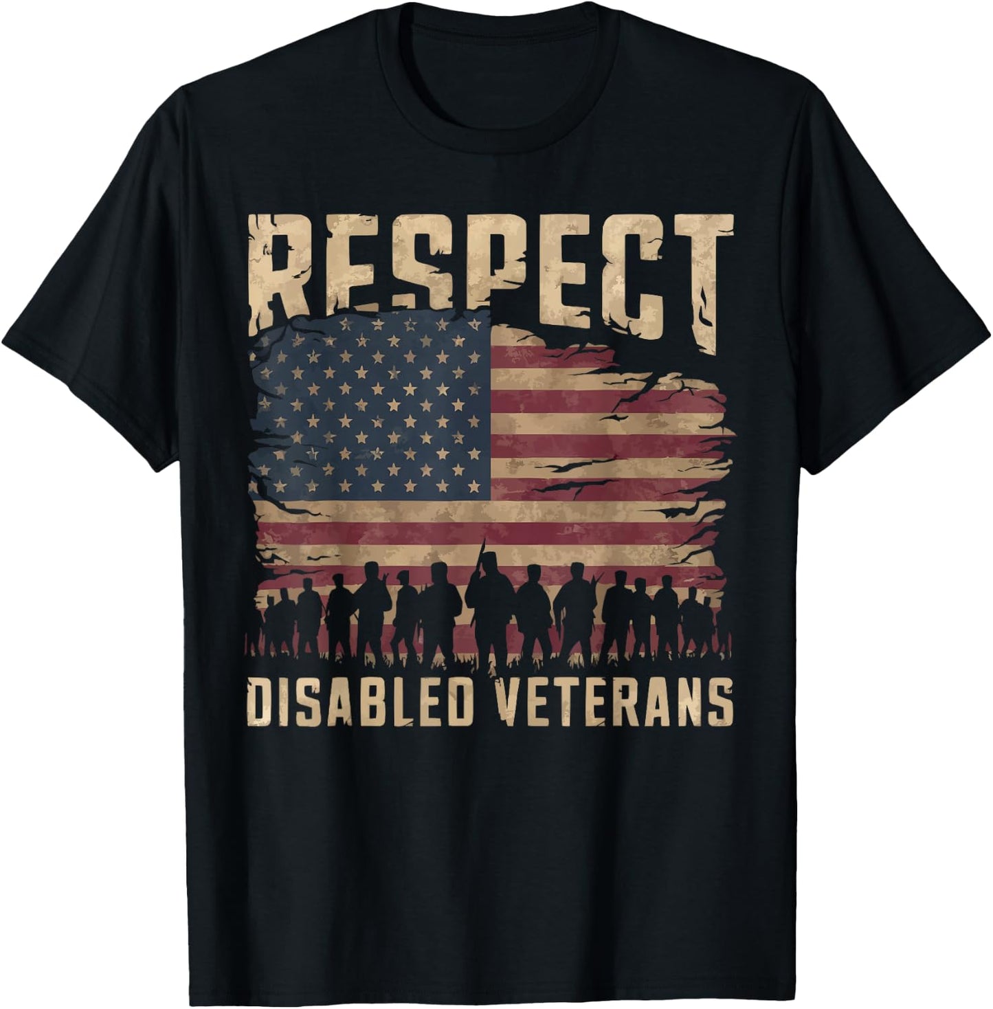 Disabled Veteran Handicap Military Soldier Veterans Day T-Shirt - T-Shirt | Black