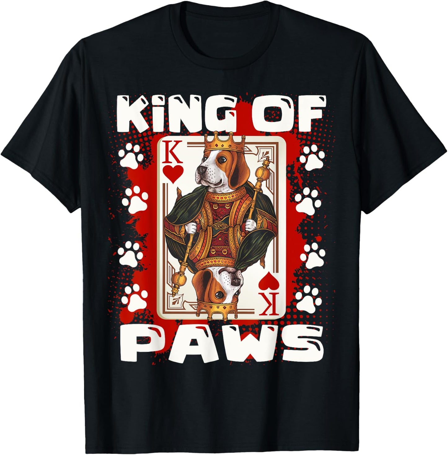 Beagle King of Paws & King of hearts Poker Card Beagle Dad T-Shirt - T-Shirt | Black