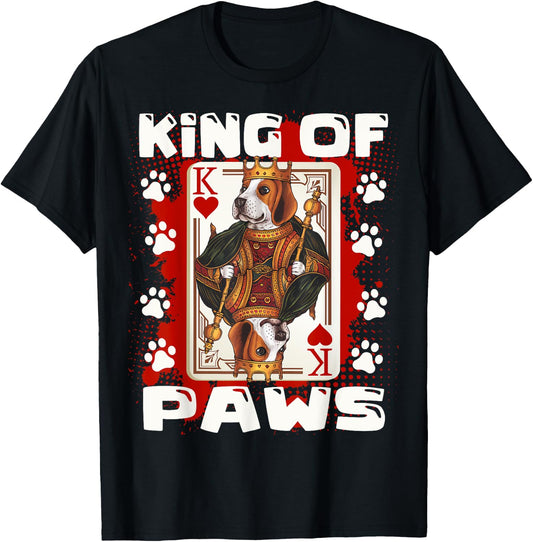 Beagle King of Paws & King of hearts Poker Card Beagle Dad T-Shirt - T-Shirt | Black