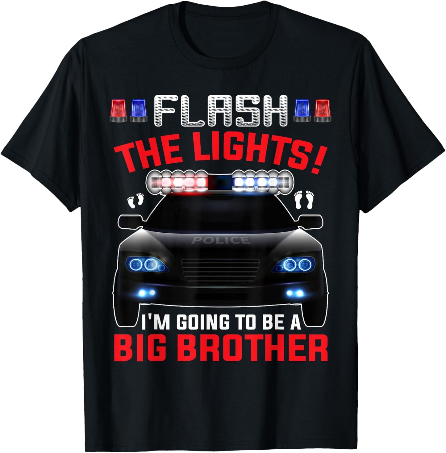 I'm Going to be a Big Brother Police Car Cute Baby Reveal T-Shirt - T-Shirt | Black