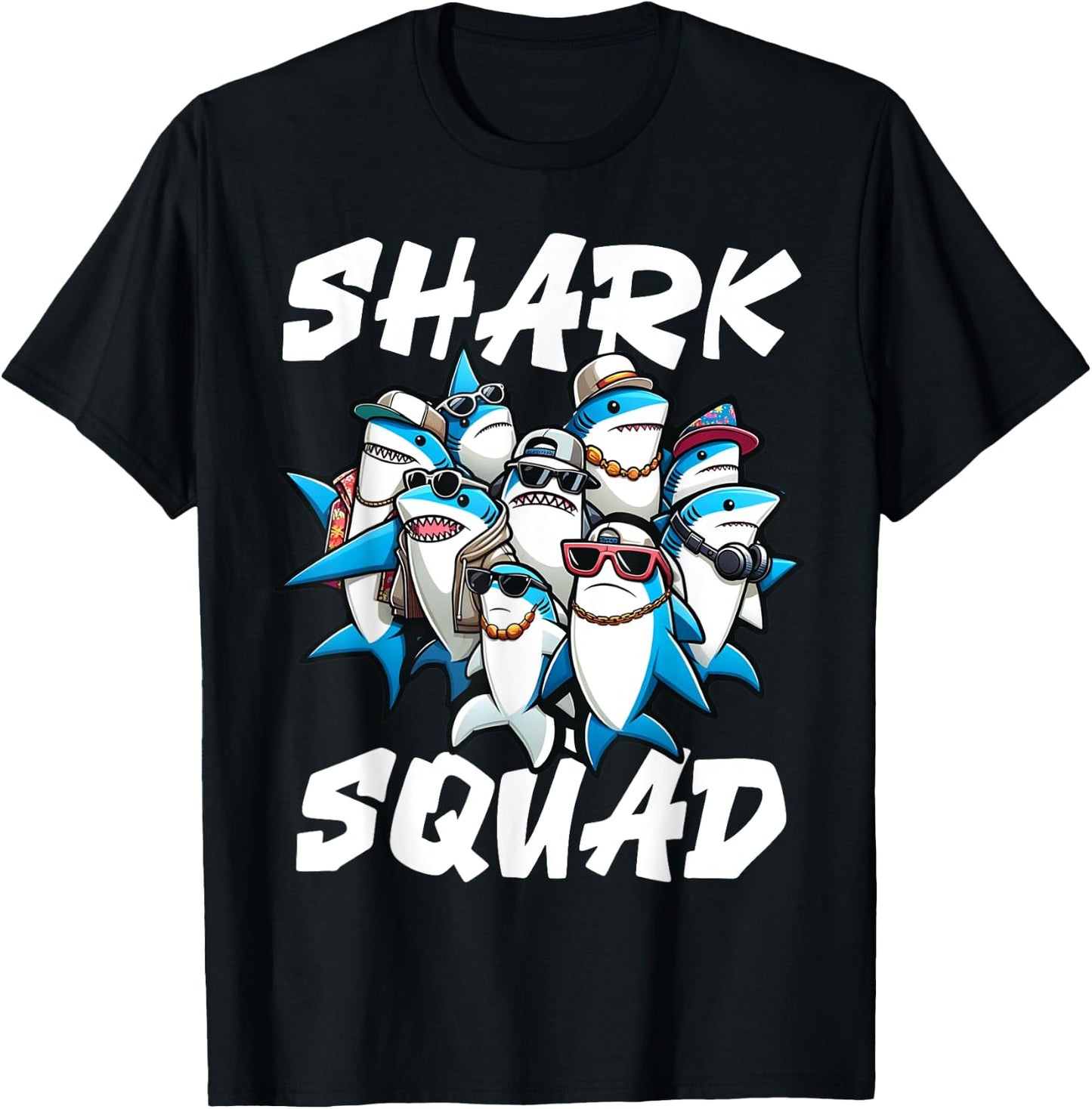 Cool Shark Shark Squad Beach Funny Shark T-Shirt - T-Shirt | Black