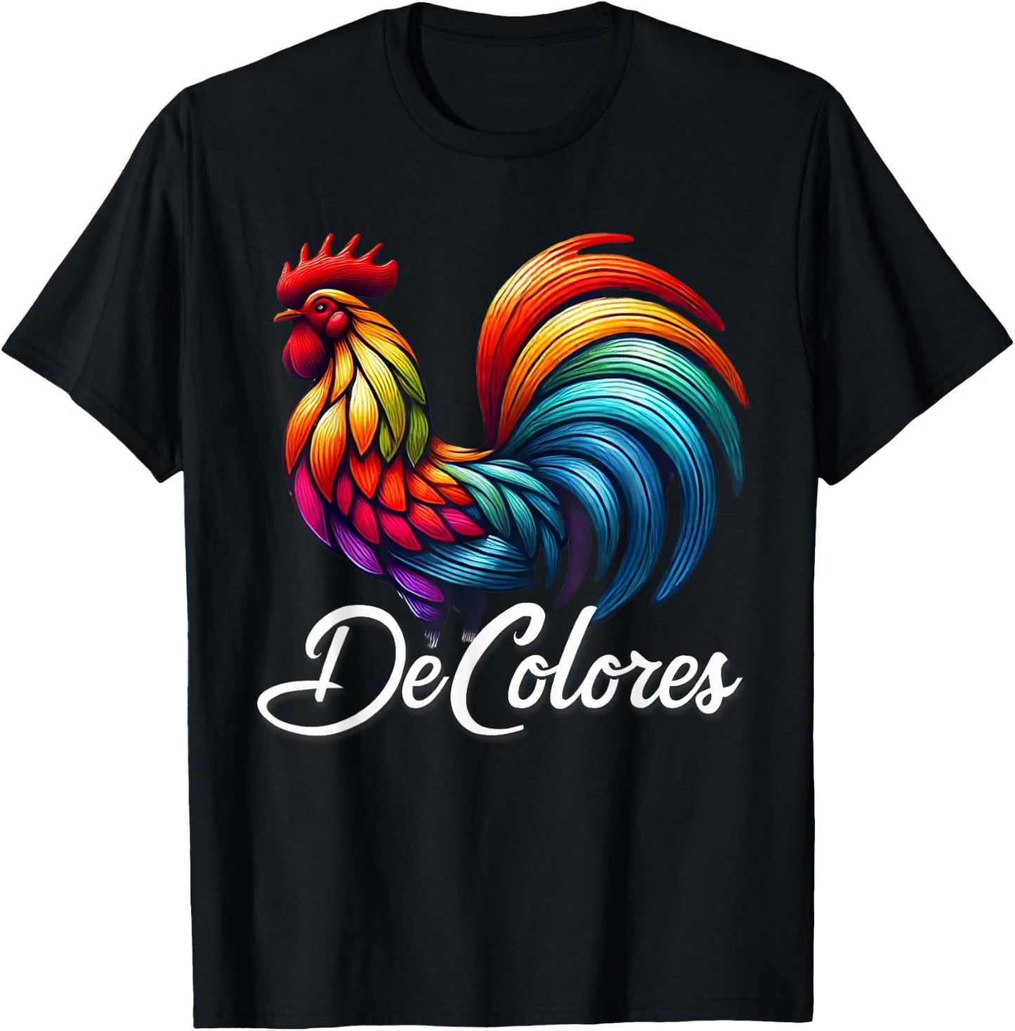DeColores Cursillo Rainbow Rooster Catholic T-Shirt - T-Shirt | Black