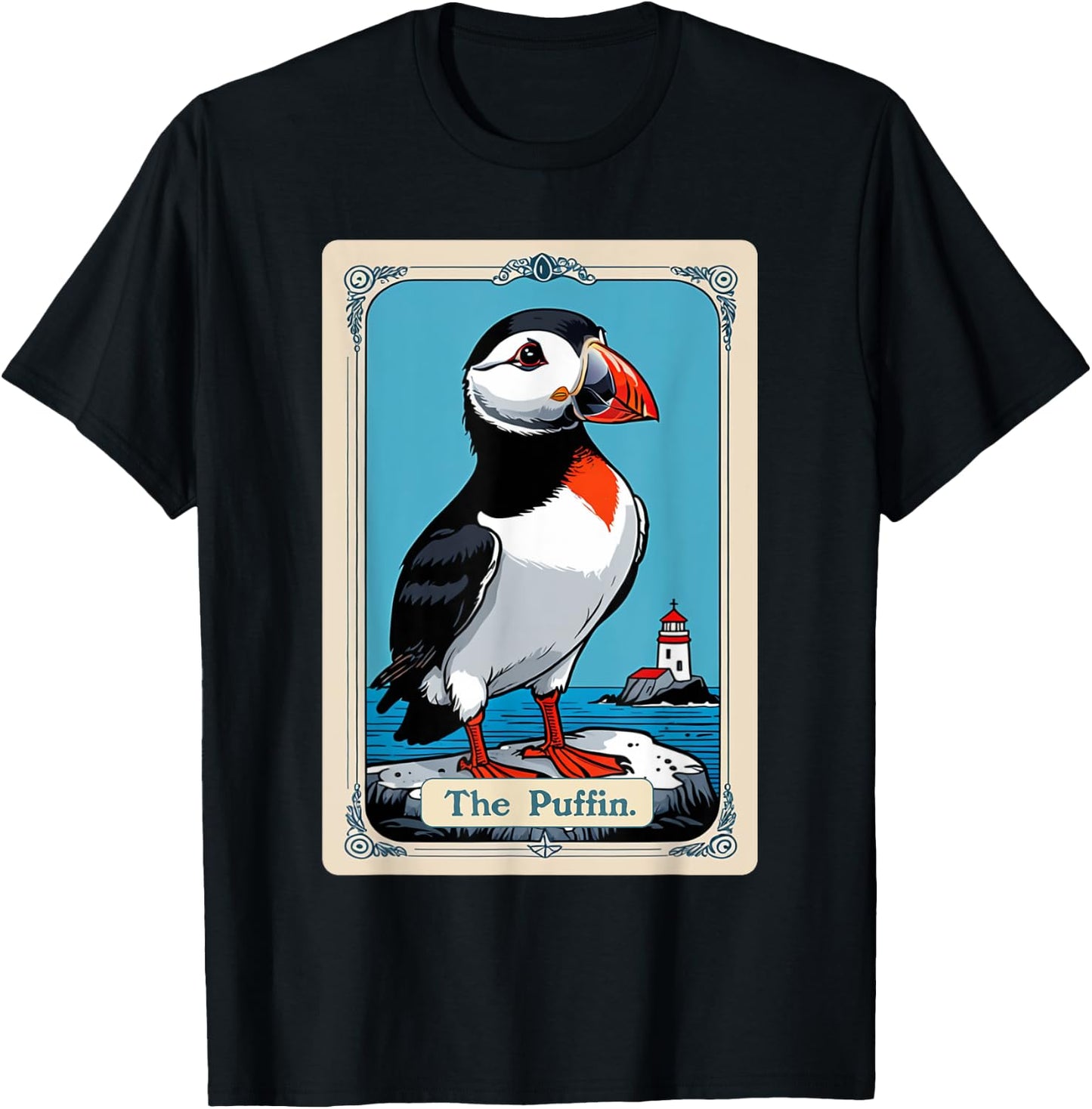 The Puffin Tarot Card Iceland Bird Icelandic Puffins T-Shirt - T-Shirt | Black