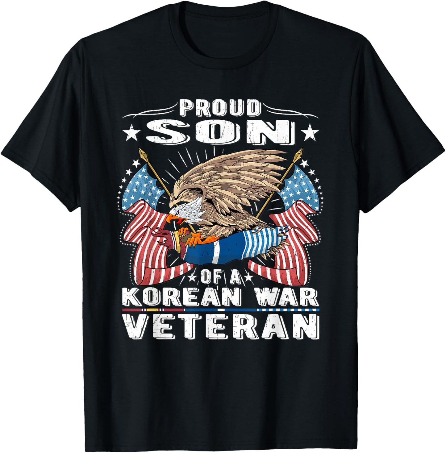 Proud Son Of A Korean War Veteran Military Vet's Child Gift T-Shirt - T-Shirt | Black