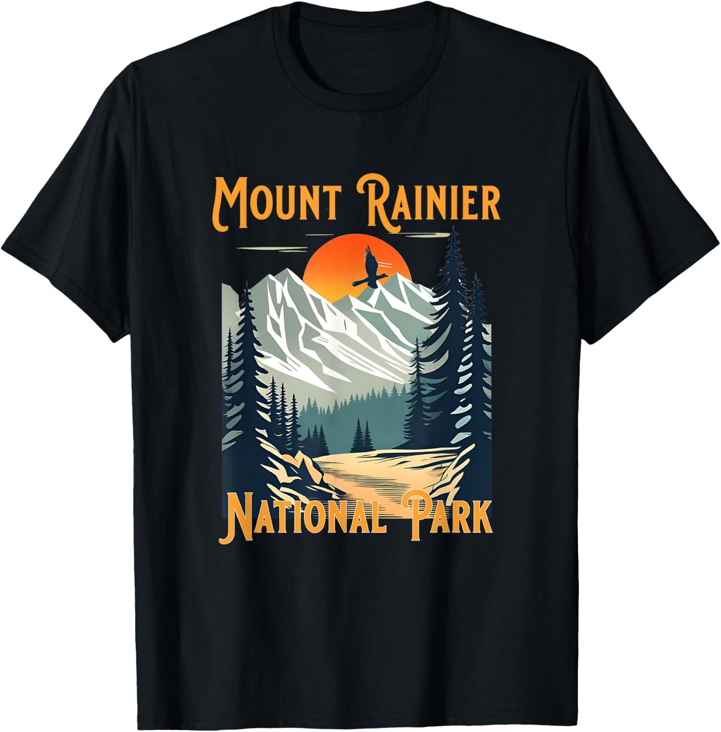 Vintage Mount Rainier National Park Souvenir Hiking T-Shirt - T-Shirt | Black