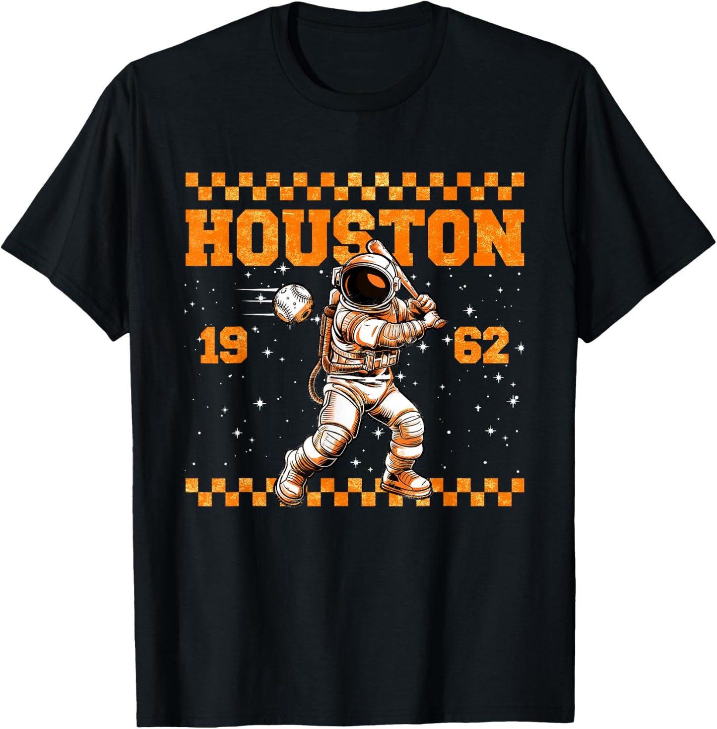 Graphic Colorful Houston Personalized Name Cute Astronaut T-Shirt - T-Shirt | Black
