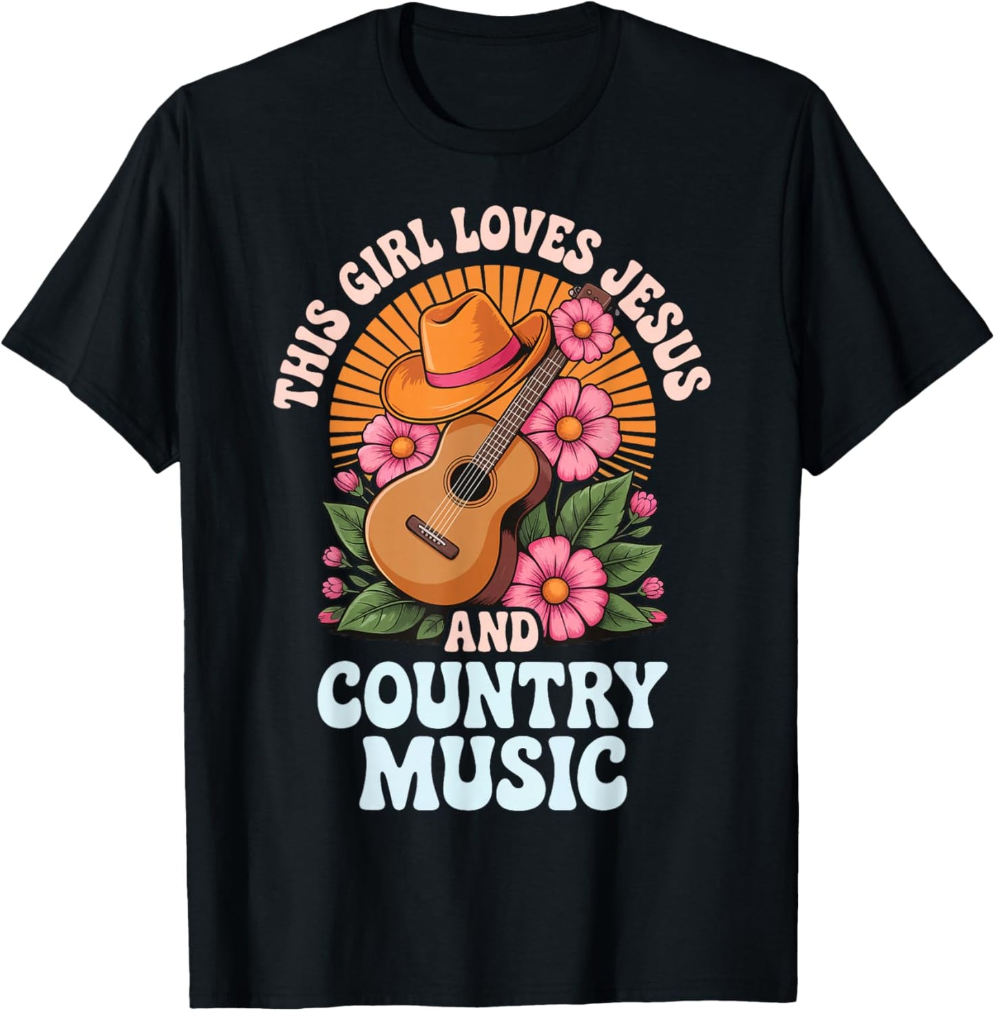 This Girl Loves Jesus And Country Music T-Shirt - T-Shirt | Black