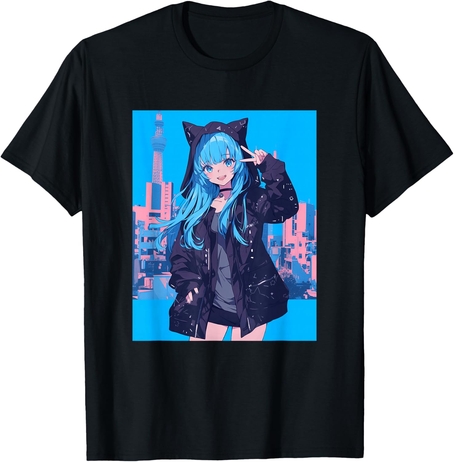 Japanese Anime Girl T-Shirt - T-Shirt | Black
