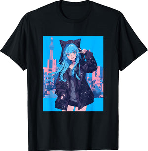 Japanese Anime Girl T-Shirt - T-Shirt | Black