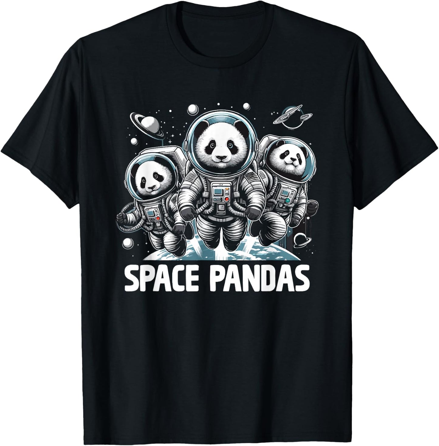 Space Pandas Panda Bear Astronaut Lover T-Shirt - T-Shirt | Black