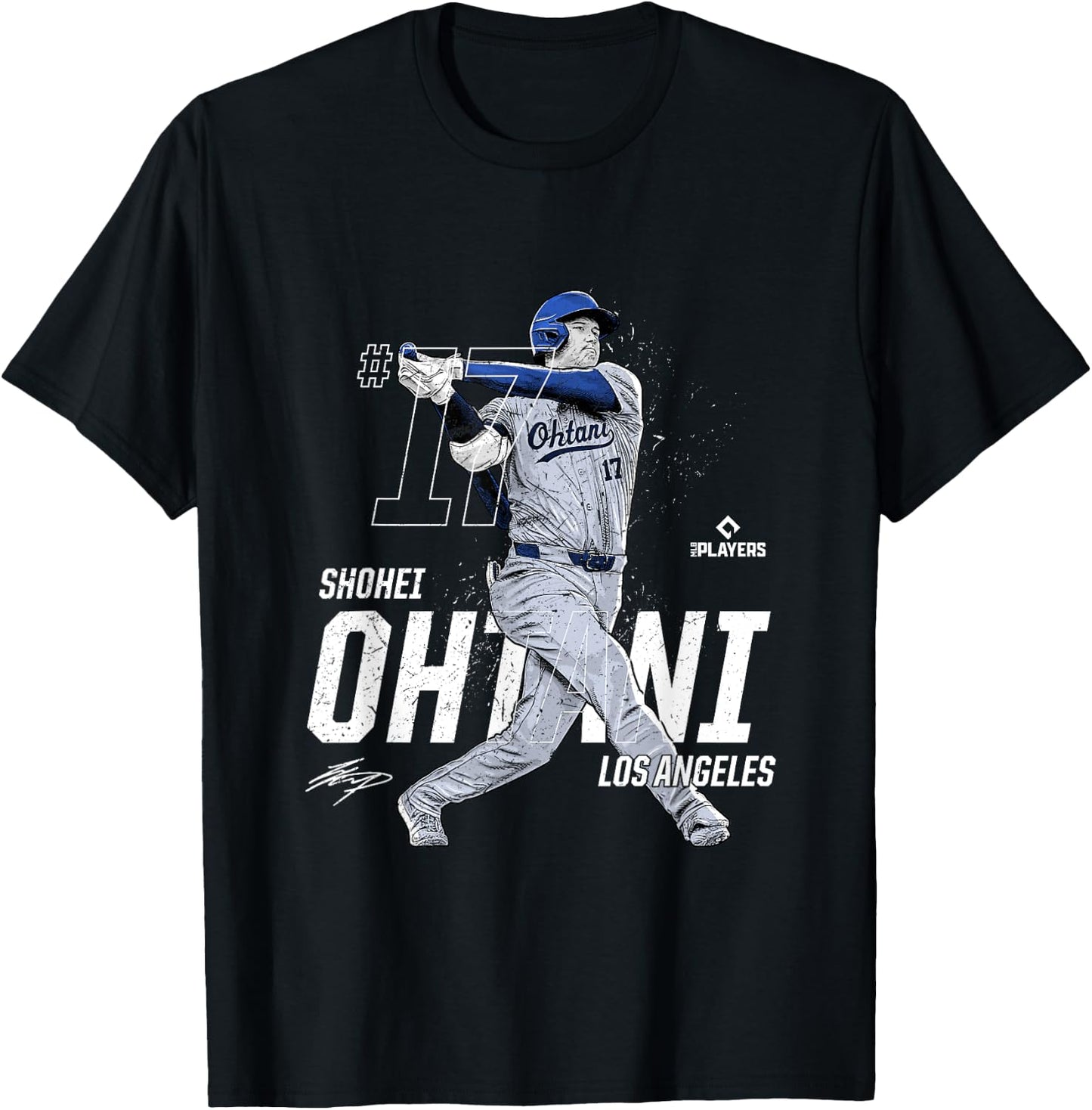 Dynamic Pose Shohei Ohtani Los Angeles Baseball MLBPA T-Shirt - T-Shirt | Black