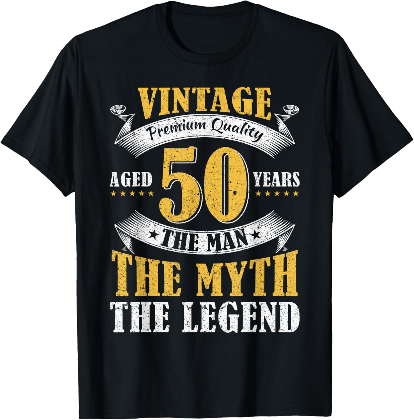 Aged 50 Years The Man The Myth The Legend 50th Birthday T-Shirt - T-Shirt | Black