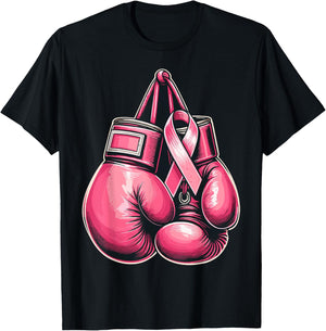 Breast Cancer Boxing Glove Pink Ribbon Awareness Fight Women T-Shirt - T-Shirt | Black