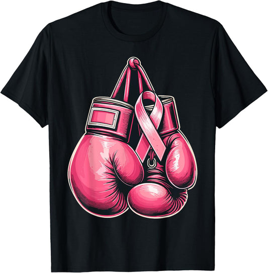 Breast Cancer Boxing Glove Pink Ribbon Awareness Fight Women T-Shirt - T-Shirt | Black