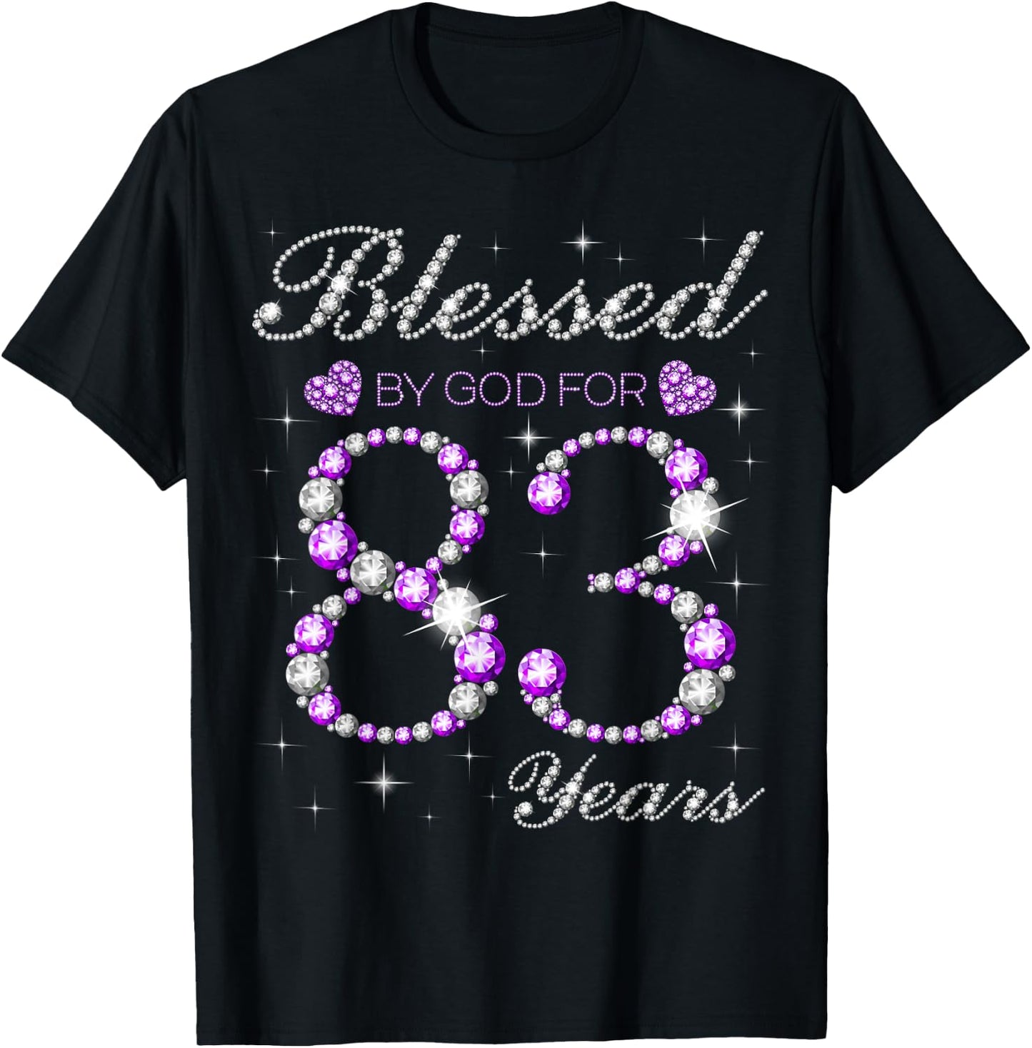 Blessed By God For 83 Years Old 83rd Birthday Party B-day T-Shirt - T-Shirt | Black