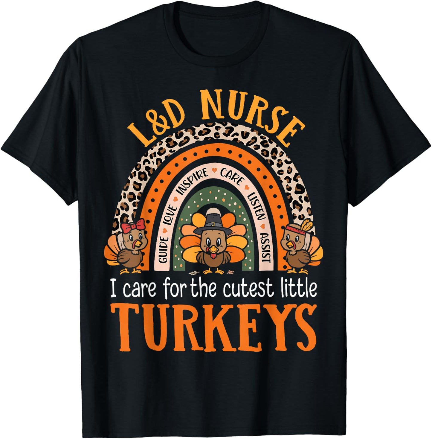 Thanksgiving Labor & Delivery Nurse Turkey Outfits - Women's Adults Black Short Sleeve Modern - Small - I Care for the Cutest Little Turkeys T-Shirt - T-Shirt | Black