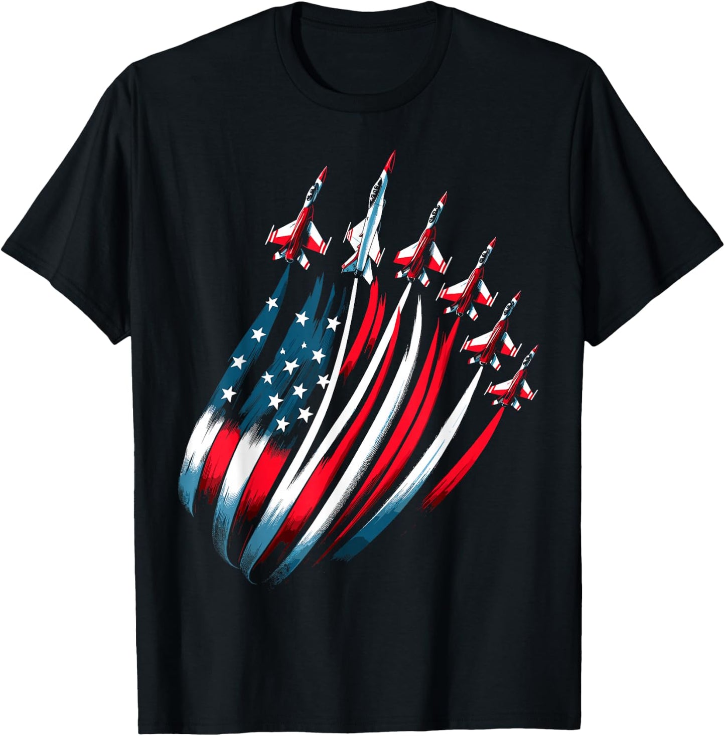 Patriotic USA Flag Fighter Jets Boys 4th of July T-Shirt - T-Shirt | Black