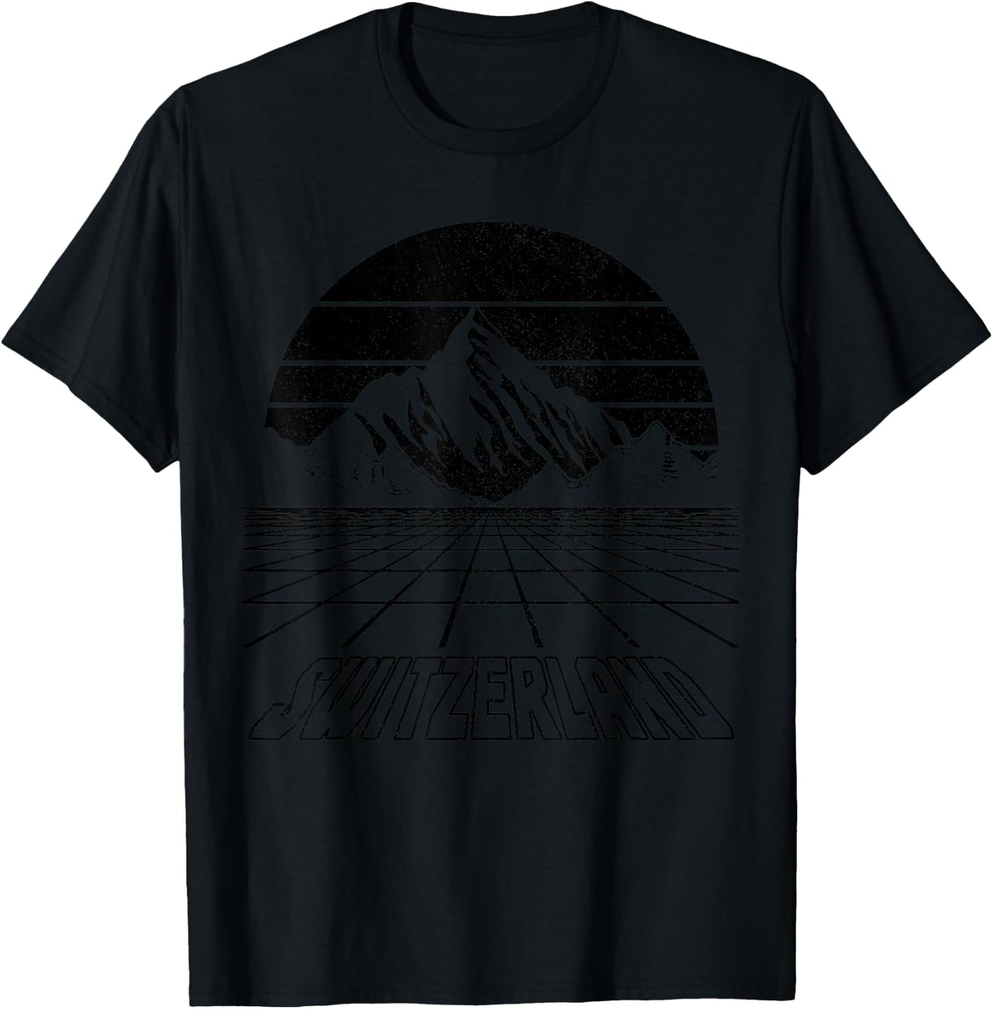 Switzerland Swiss Mountains Alps Vintage Retro Souvenir T-Shirt - T-Shirt | Black