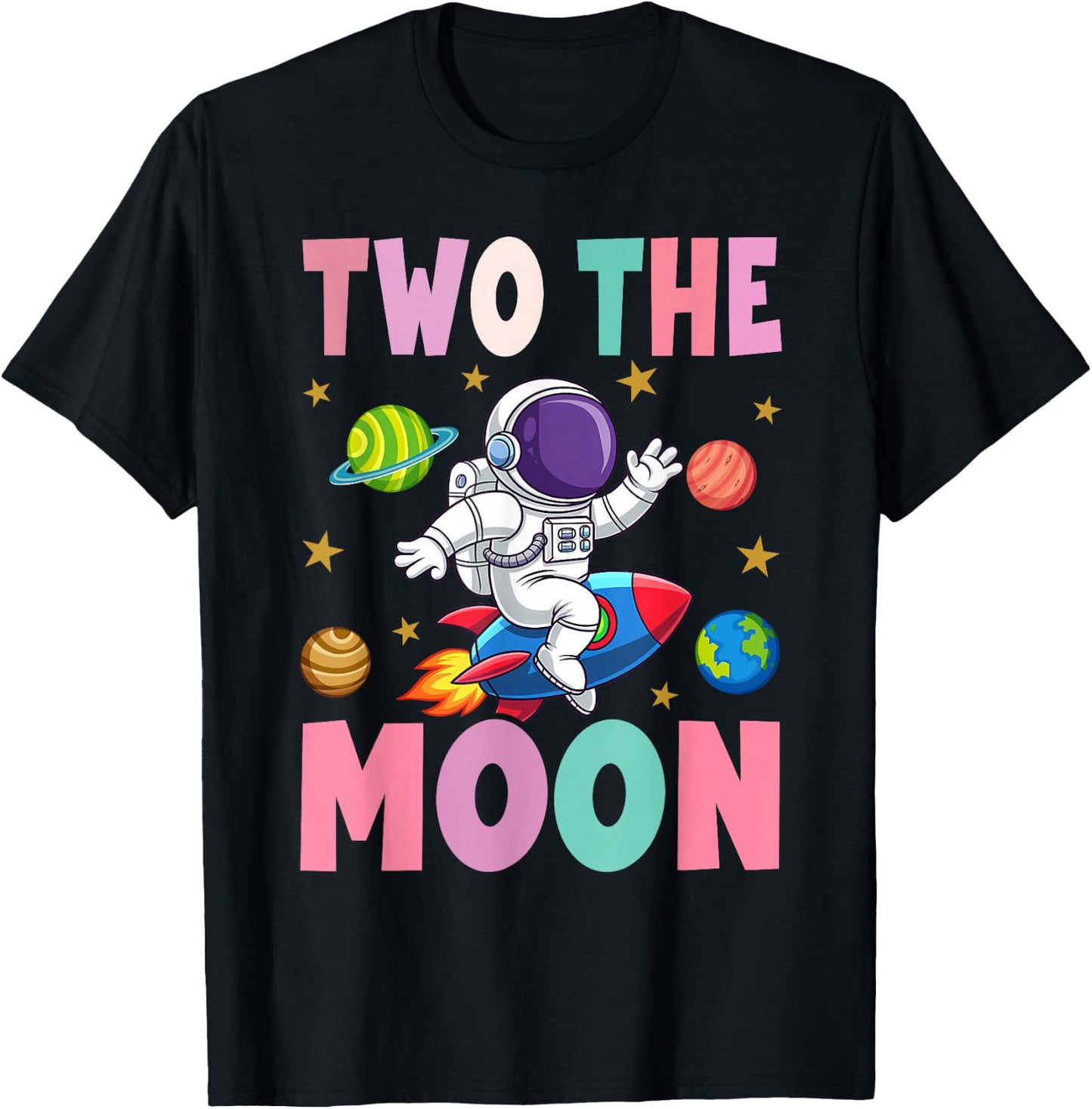 Two The Moon Birthday Outfit Girl 2 Year Old 2nd Bday T-Shirt - T-Shirt | Black
