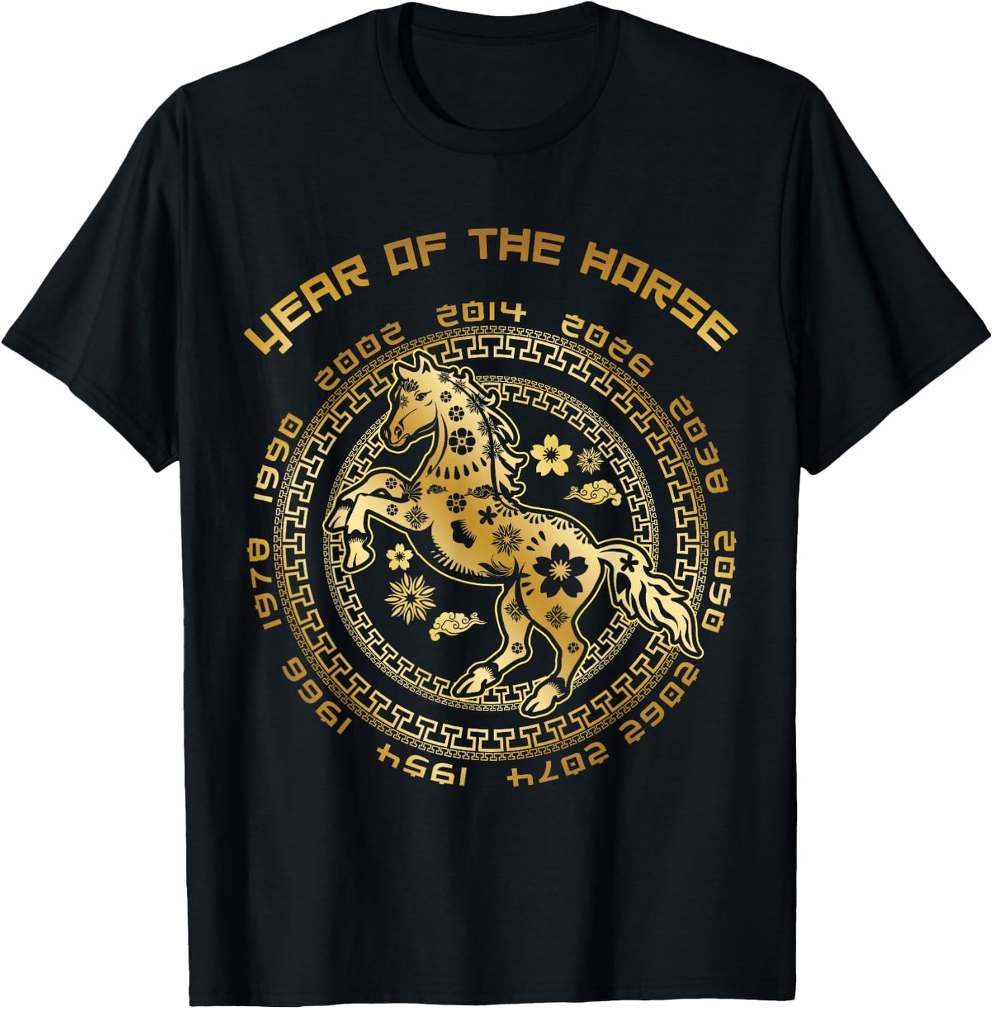 Chinese New Year Of The Horse Chinese Zodiac Year 2026 , Small, Black T-Shirt - T-Shirt | Black