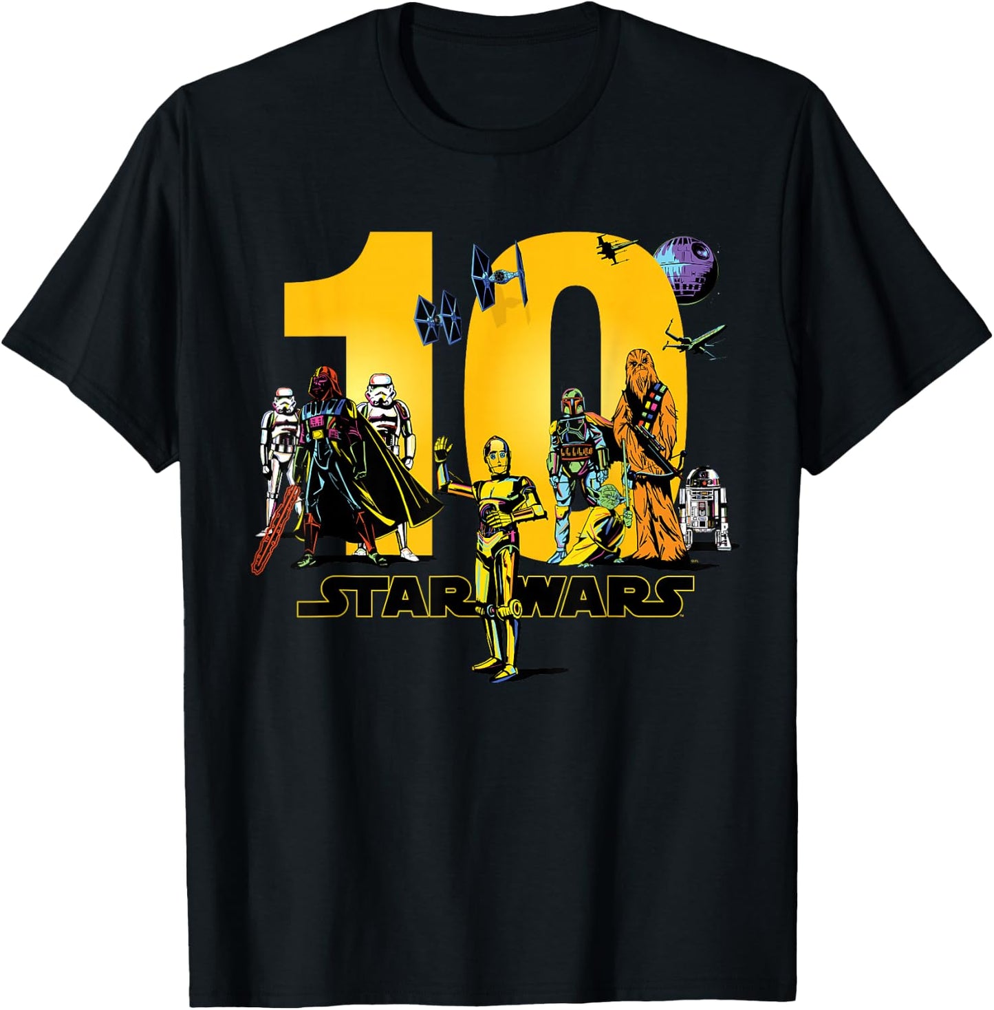 Star Wars Classic Characters Tenth Birthday 10 Years Old T-Shirt - T-Shirt | Black