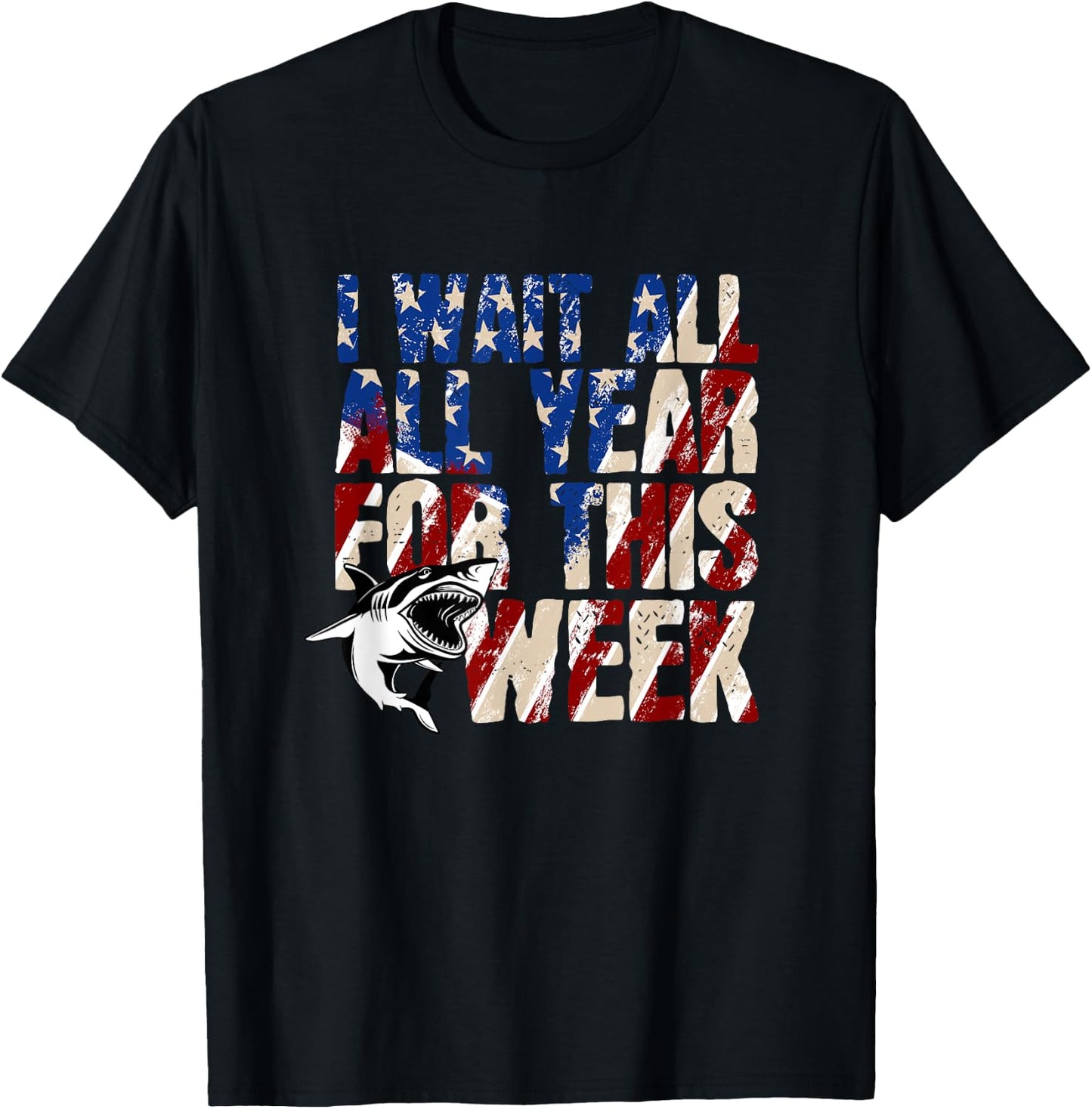 I Wait All Year For This Week Shark T-Shirt - T-Shirt | Black