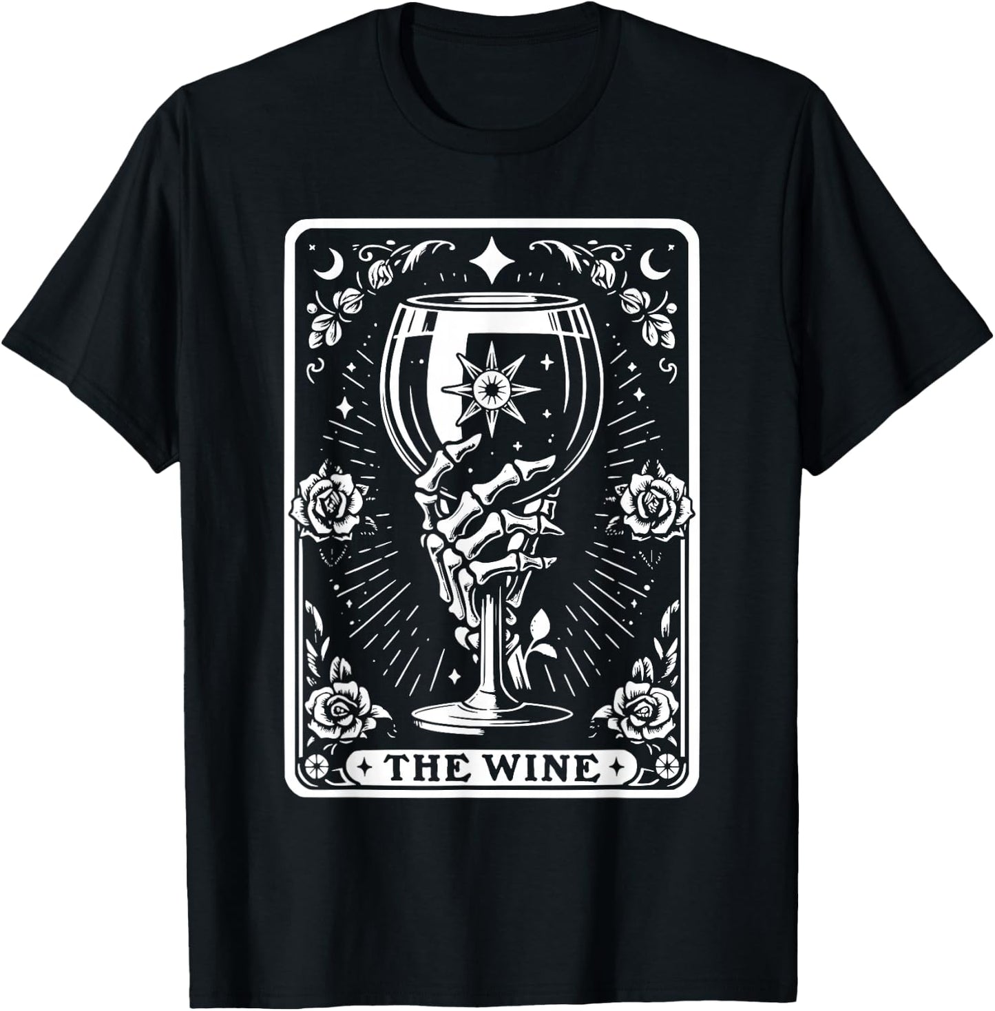 Tarot Card The Wine Skeleton Wine Glass The Wine Tarot Cards T-Shirt - T-Shirt | Black
