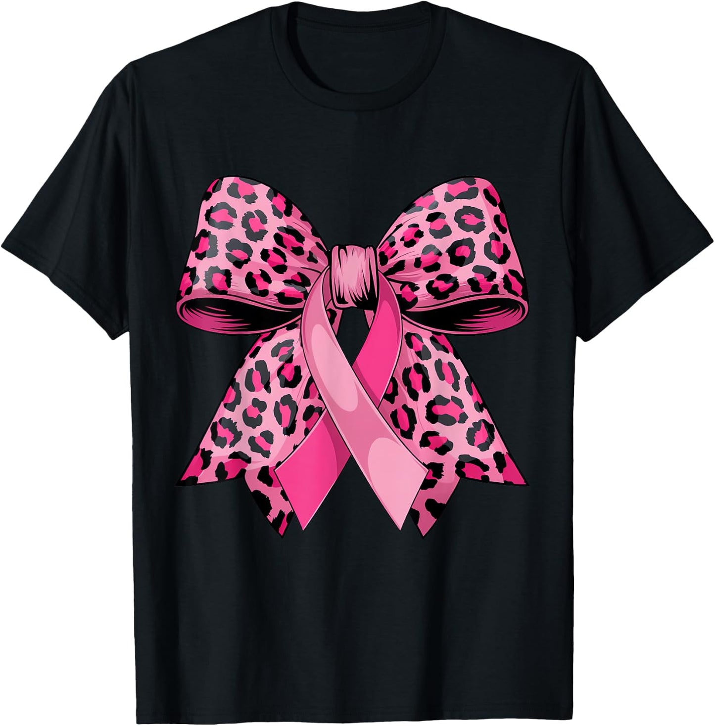 In October We Wear Pink Cheer Bow Breast Cancer Coquette Bow T-Shirt - T-Shirt | Black