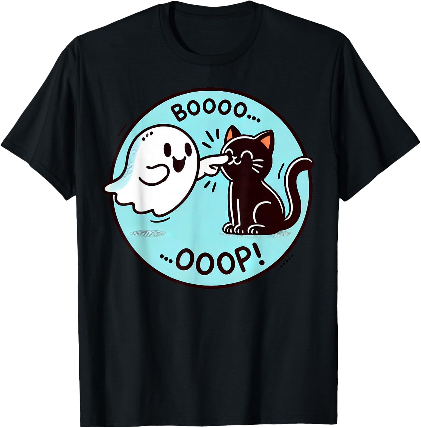 Funny Halloween Ghost Black Cat Boop Easy Lazy Costume T-Shirt - T-Shirt | Black