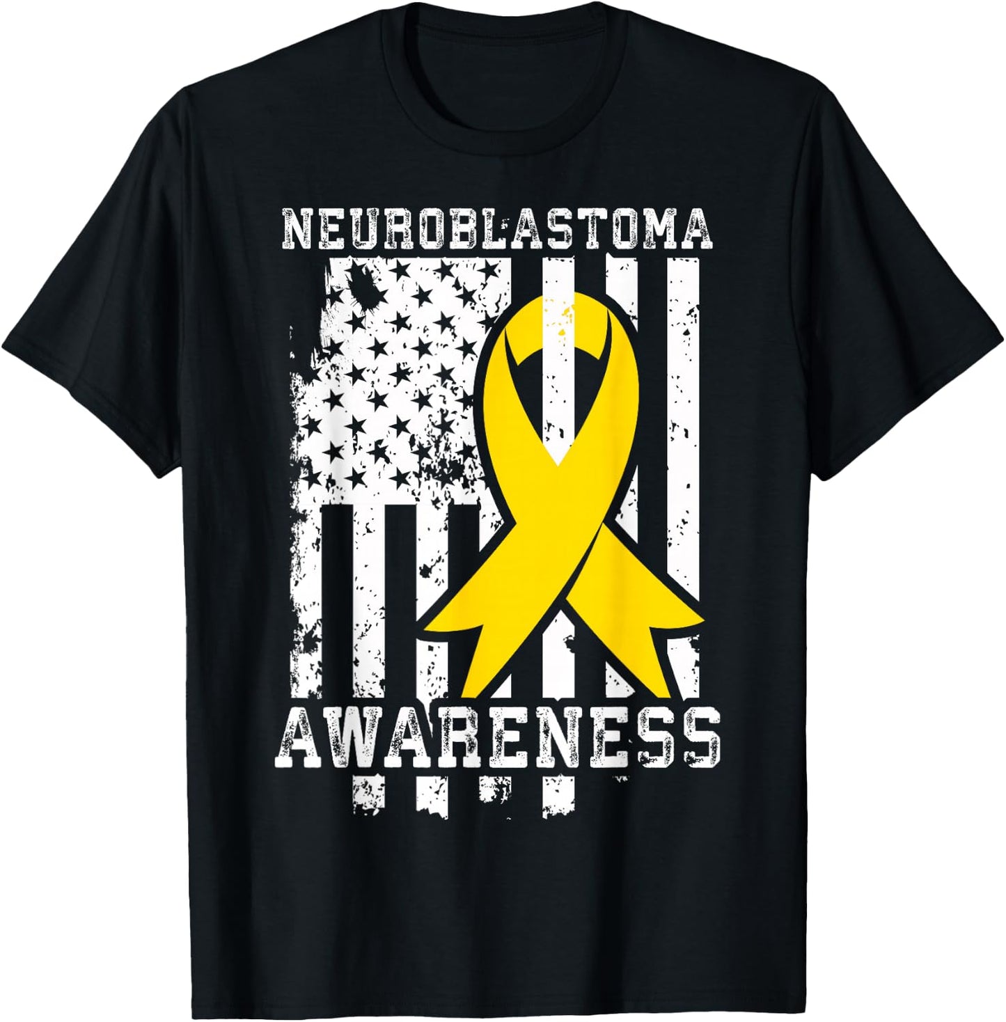 Neuroblastoma Awareness American Flag Shirt T-Shirt - T-Shirt | Black
