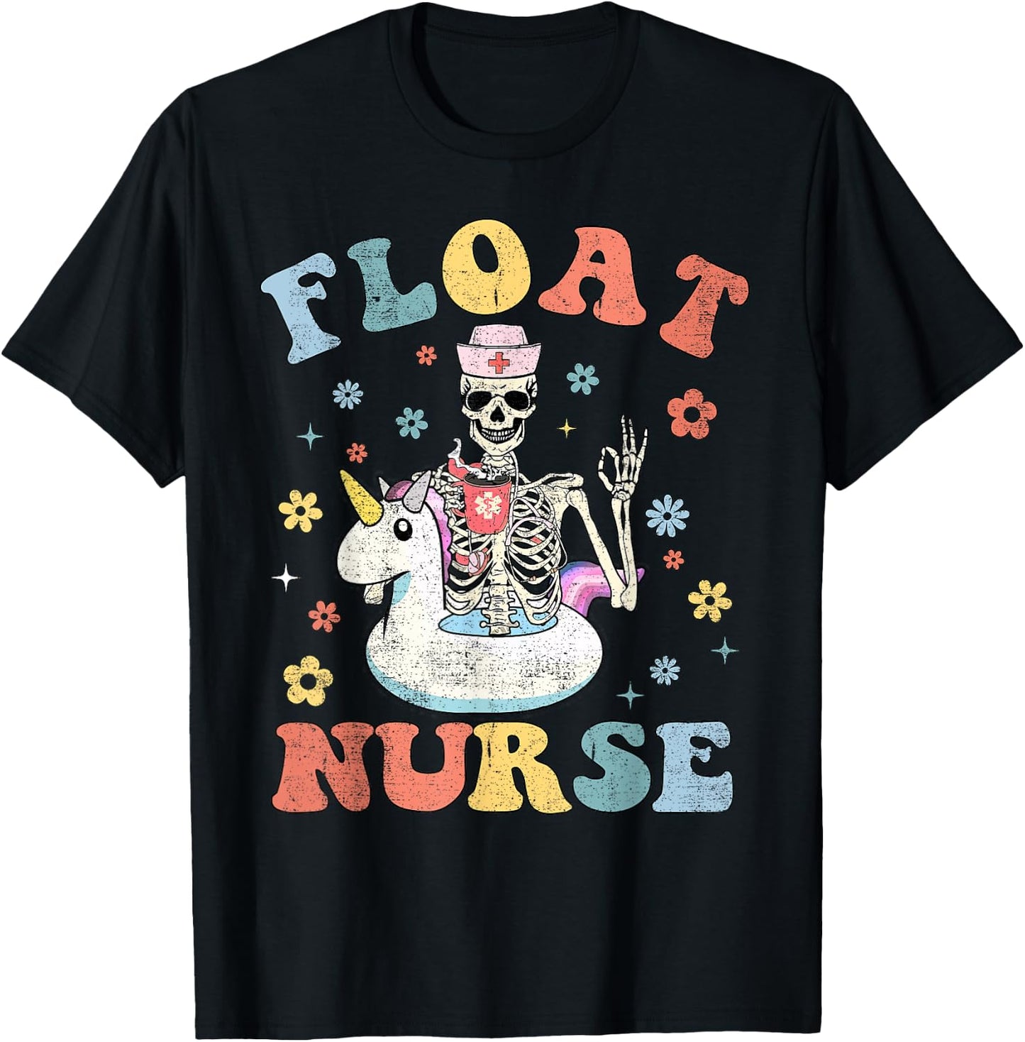 Funny Cute Float Pool Nurse Nursing Squad Crew T-Shirt - T-Shirt | Black