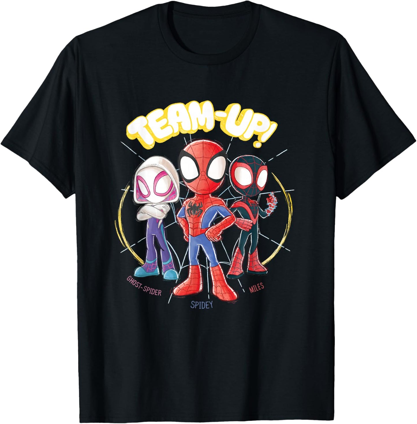 Marvel Spidey and His Amazing Friends Team-Up Retro Doodles T-Shirt - T-Shirt | Black