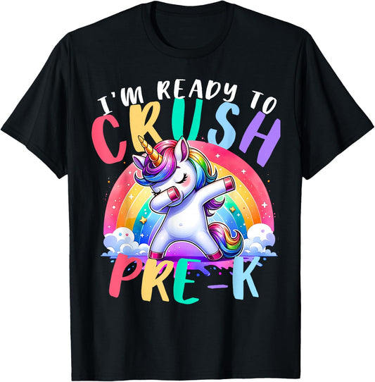 I'm Ready To Crush Pre-K Unicorn First Day of Preschool Kids T-Shirt - T-Shirt | Black