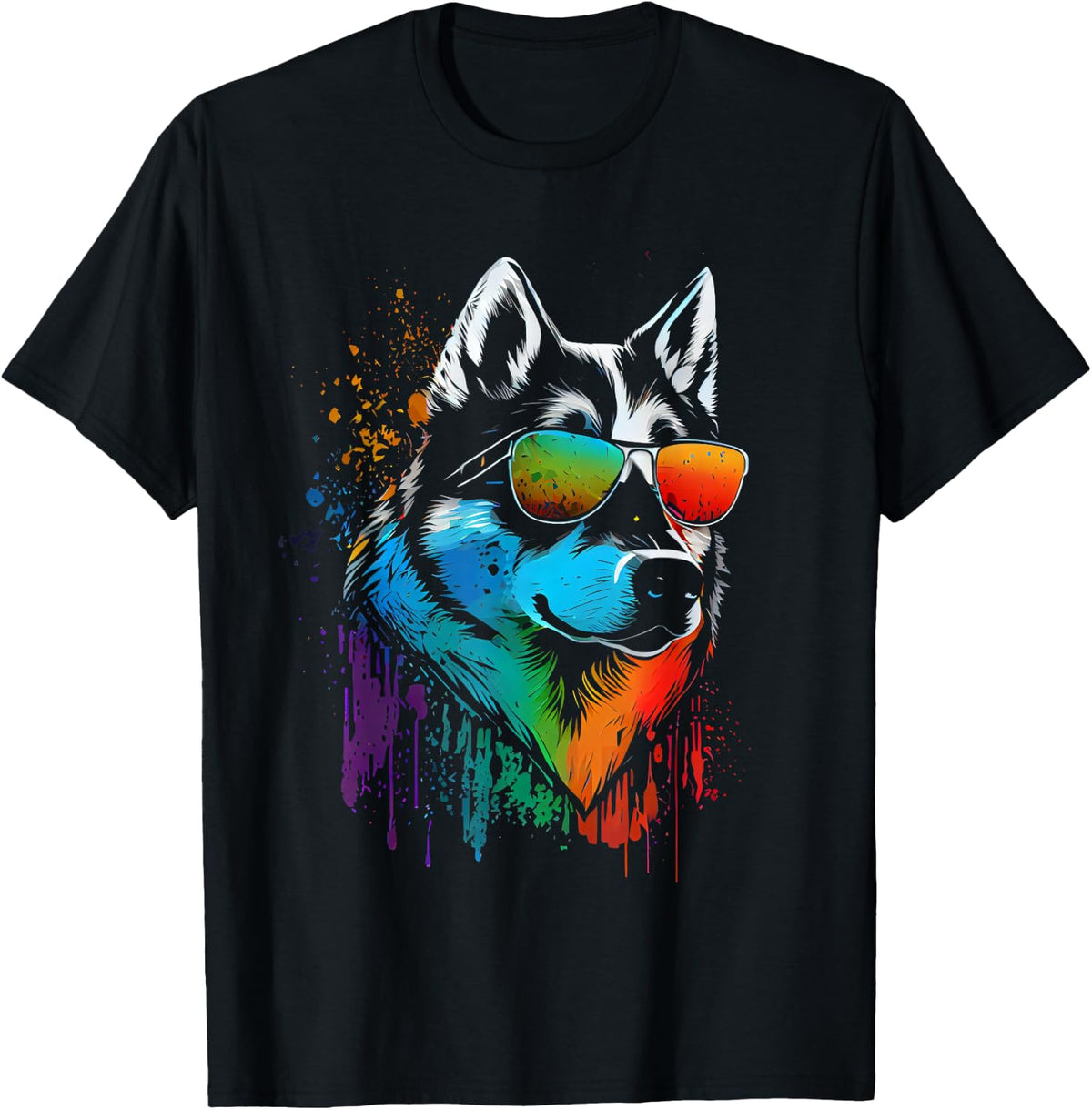 Husky walking sunglasses pet dogs owner T-Shirt - T-Shirt | Black