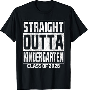 Straight Outta Kindergarten Class of 2026 Kinder Graduation T-Shirt - T-Shirt | Black
