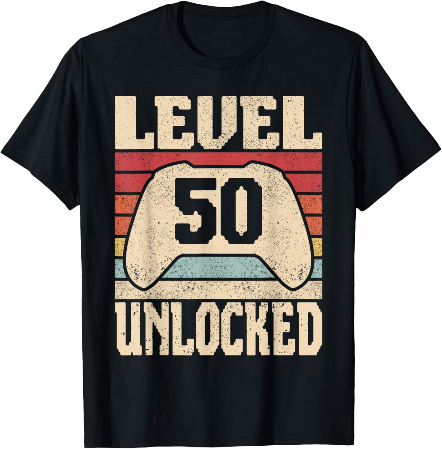 Level 50 Unlocked 50 Year Old Men Women Outfit 50th Birthday T-Shirt - T-Shirt | Black