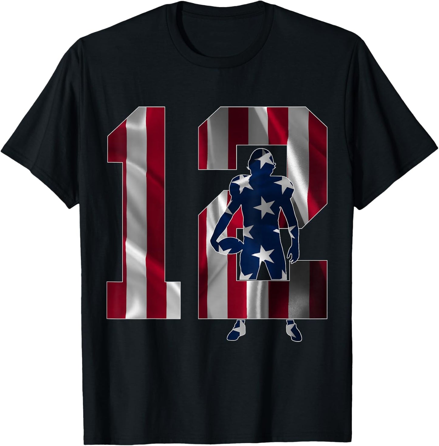 Number 12 Years Football 12th Birthday T-Shirt - T-Shirt | Black