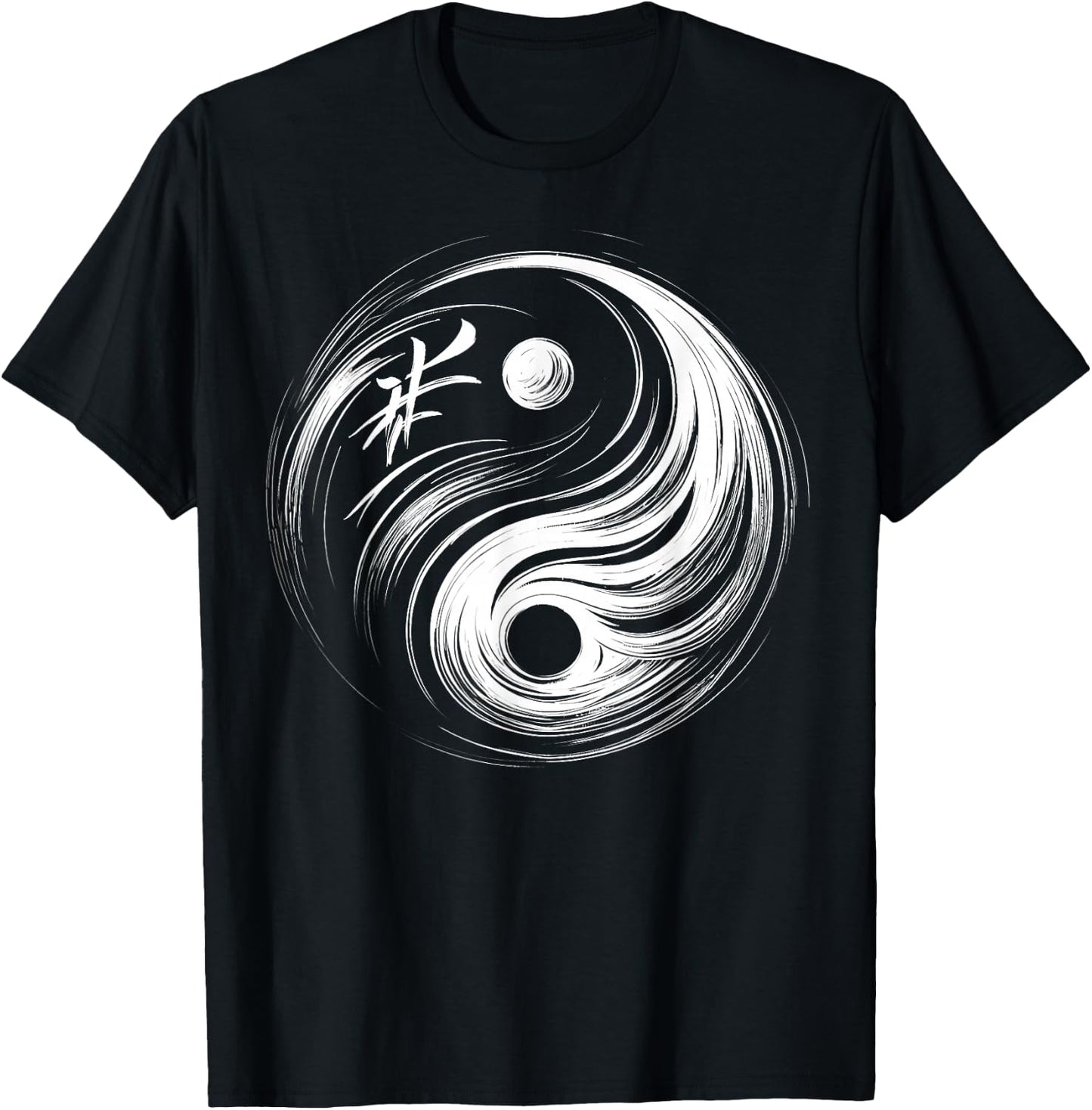 Cool Yin and Yang Symbol Calligraphy Art Style Men Women T-Shirt - T-Shirt | Black