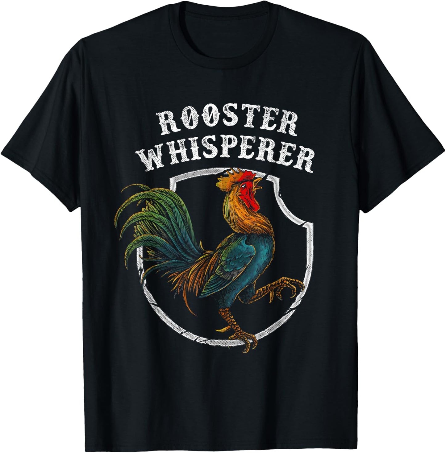 Rooster Whisperer Funny Farmer Gift Retro Shirt Cock Bird T-Shirt - T-Shirt | Black