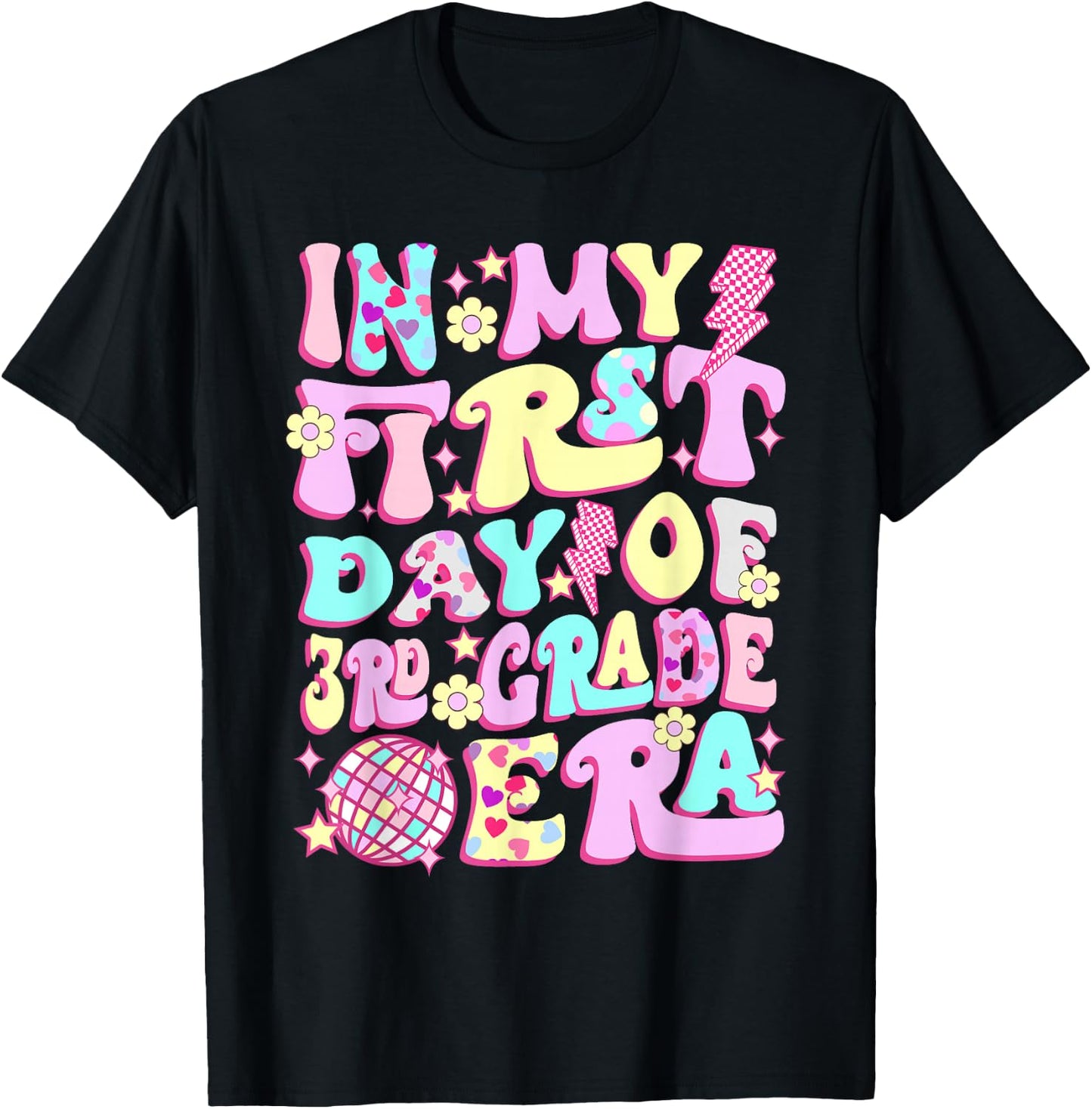 Groovy In My First Day 3rd Grade Era Back To School Girls T-Shirt - T-Shirt | Black