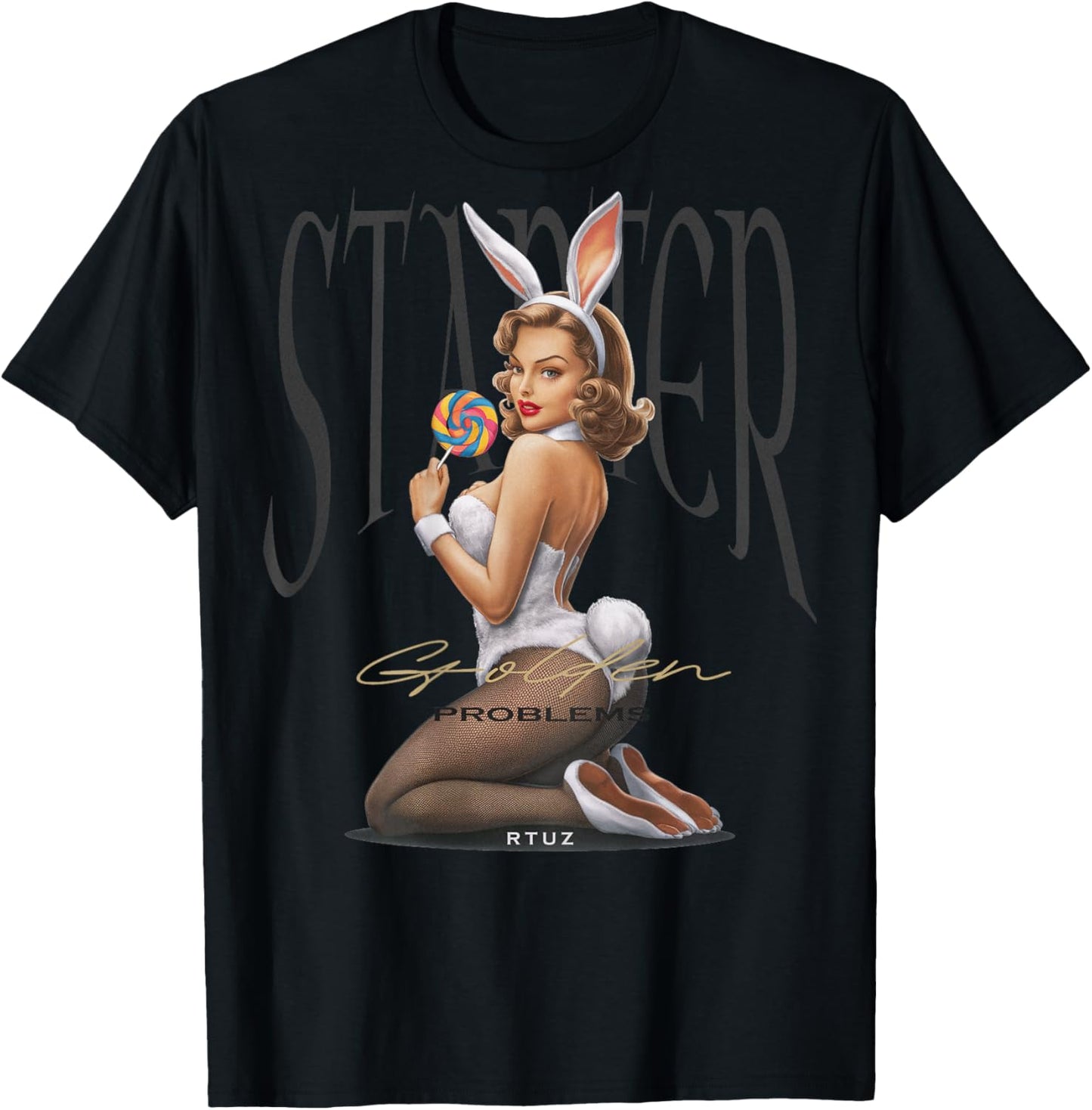 Hip Hop Vintage Hipster Edgy Urban Y2K Back Print Streetwear T-Shirt - T-Shirt | Black