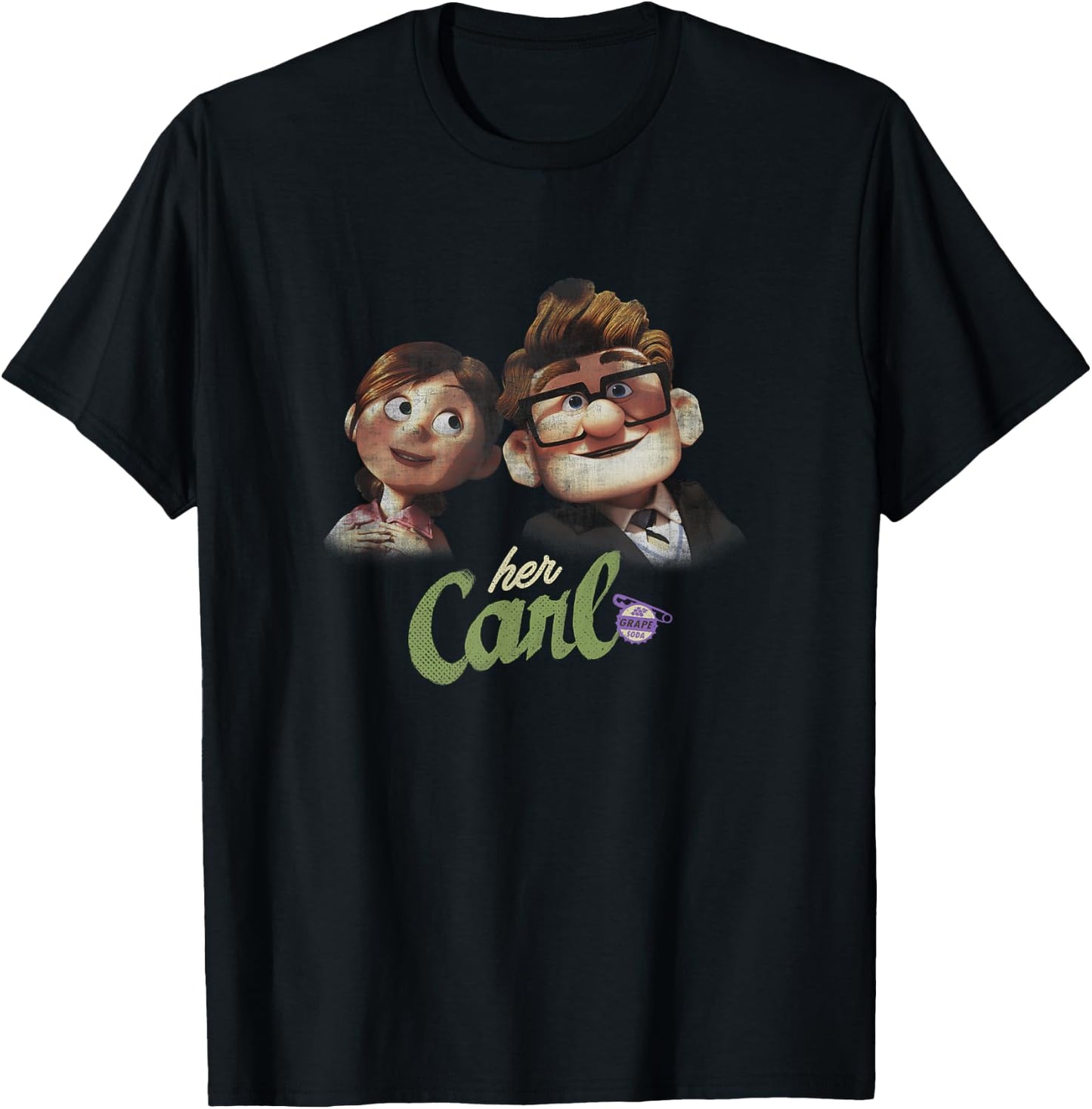 Disney Pixar Up Carl & Ellie Couple Her Carl Distressed T-Shirt - T-Shirt | Black