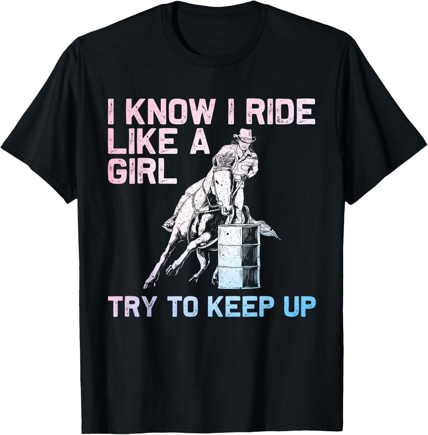 Barrel Racing Design Girls Cowgirl Barrel Racing T-Shirt - T-Shirt | Black